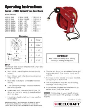 Reelcraft 100 ft. 12/3 Retractable Power Cord Reel 15.0 A Amps 1