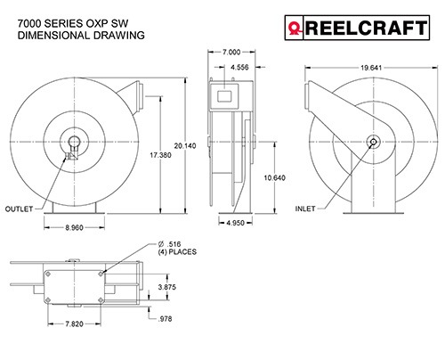REELCRAFT 7600 OHP 3/8 x 50ft, 5000 psi, Grease Without Hose