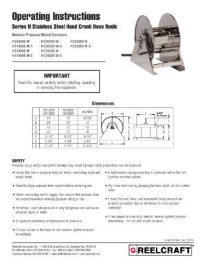 Reelcraft H29005 - 3/4x 100' Medium Duty Hand Crank Hose Reel