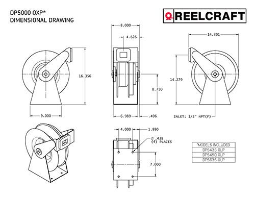 Reelcraft DP5450 OLP1  Hose Reel General Industrial 300 Psi
