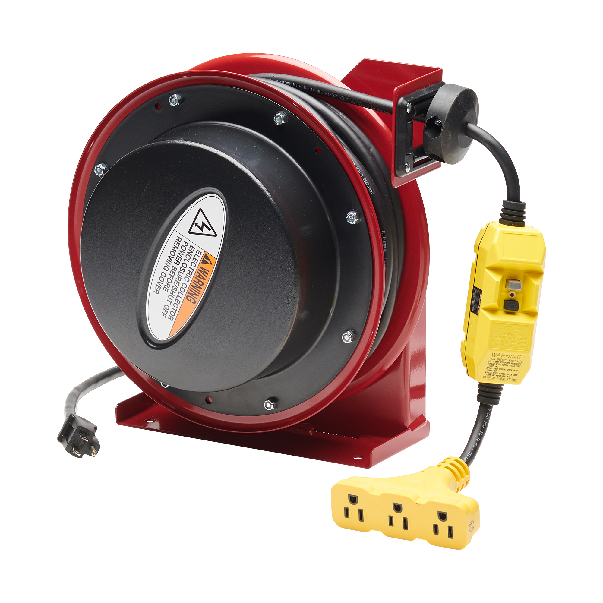 Reelcraft LS 5445 123 9G - 12/3 45 ft. Triple Outlet w/GFCI Power Cord Reel