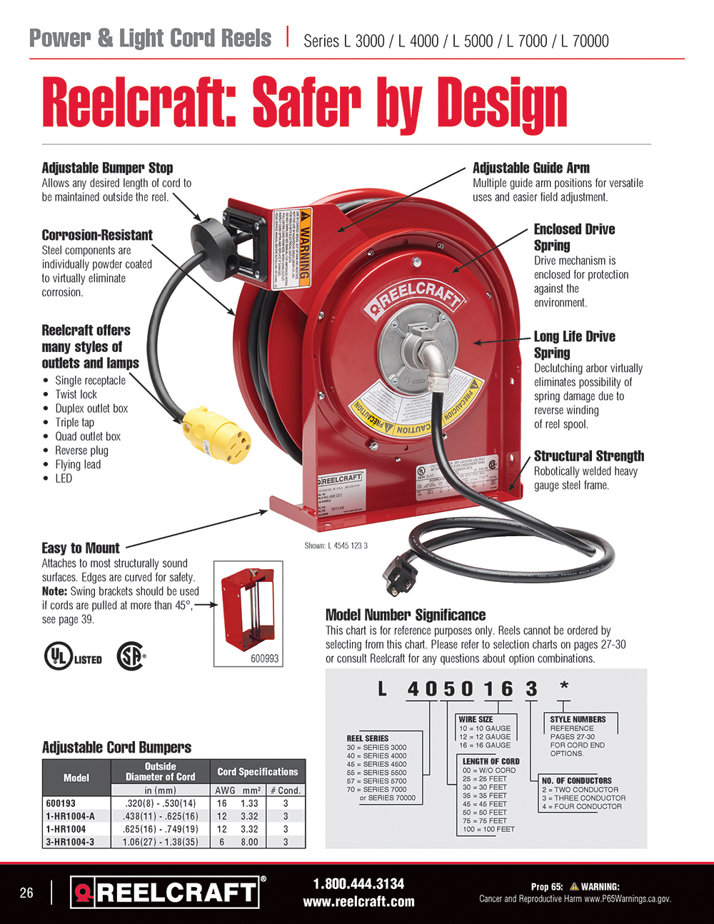 Reelcraft Catalog Page 26 - Power & Light Cord Reels
